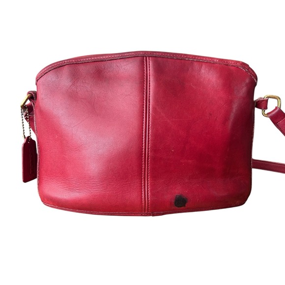 COACH 9976 Vintage Old Red Leather Hobo Shoulder Bag USA Money Western 90's Med - Picture 2 of 16